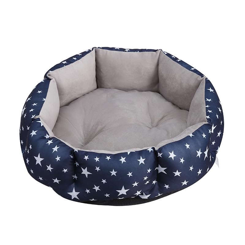 Mateju Plush Donut Pet Bed, Fluffy Pet Cushion Warm Soft Plush Donut Dog Cat Bed for Indoor Calming Puppy Kitten Petbed with Non Slip Bottom, Machine Washable (Gray stars,50x18cm) — image 1