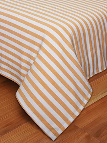 Image of AIRWILL, 200GSM Handloom Cotton Double Bedsheet with 2 Pillow Covers (Candy Stripe Yellow)