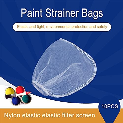 QOTSTEOS Pack of 10 Paint Strainer White Fine Mesh Disposable Bag Filters with Elastic Top Opening, Paint Filter Pocket For Paint Gardening(size:1 gallon)