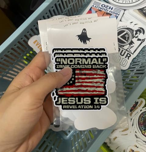 Image of 3Pcs Normal Isn't Coming Back Jesus is Revelation 14 America Flag Sticker, 3 Inches