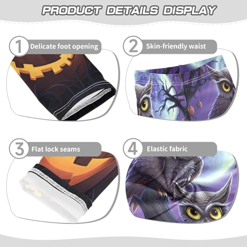 ALAZA Owl Bird Pumpkin Halloween Girls Leggings Ankle Length Basic Leggings Stretchy Pants for Yoga Dance3