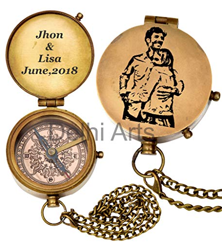 Delhi Arts Personalised Photo Gift Compass Great Gift Idea, Unusual Memorable Gift for Couples Husband Wife girlfrienf Boyfriend Wedding with Free Leather case(Photo Compass)