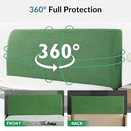 Image of Moisture Wicking Bed Headboard Cover For King Size, Snug Fit Head Board Covers For Beds, Breathable And Washable Double Bed Back Cover, Universal Fit Headboard Slipcover For King Size Beds (Green)
