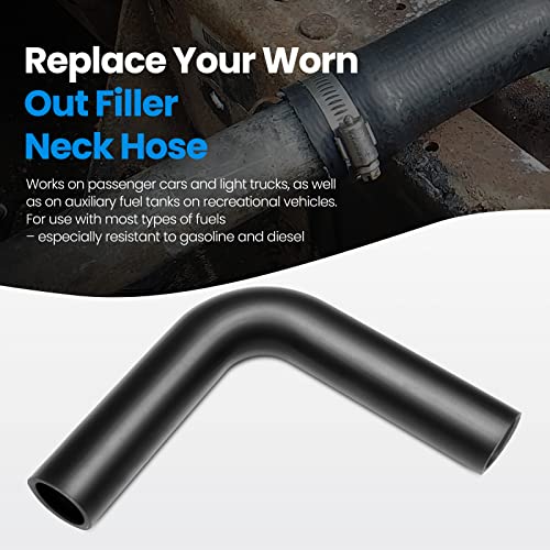Image of Gasoline Fuel Filler Neck Hose with 4 Hose Clamps,1 inches Inside Diameter Fuel Hose, Reinforced Gas tank filler hose (90 degree, 1 inch ID)