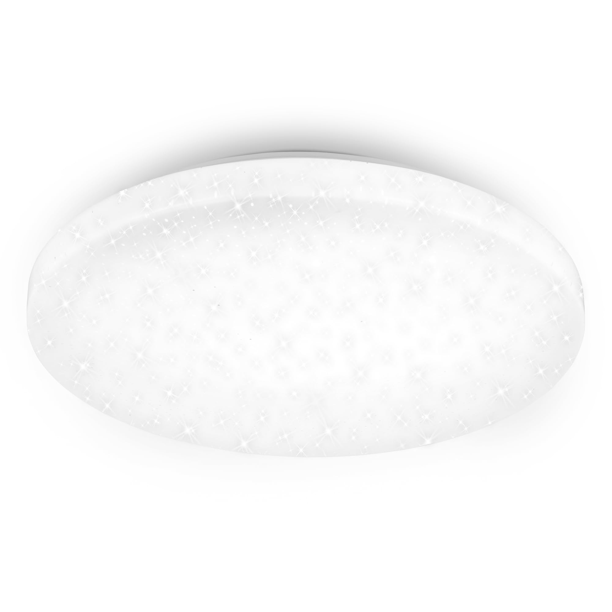 BRILONER - LED Deckenlampe mit Sternendekor, LED Deckenleuchte Bad IP44, gelochtes Dekor, neutralweiße Lichtfarbe, Badezimmerlampe, Küchenlampe, Feuchtraumleuchte, 40x6,5 cm (DxH), Weiß