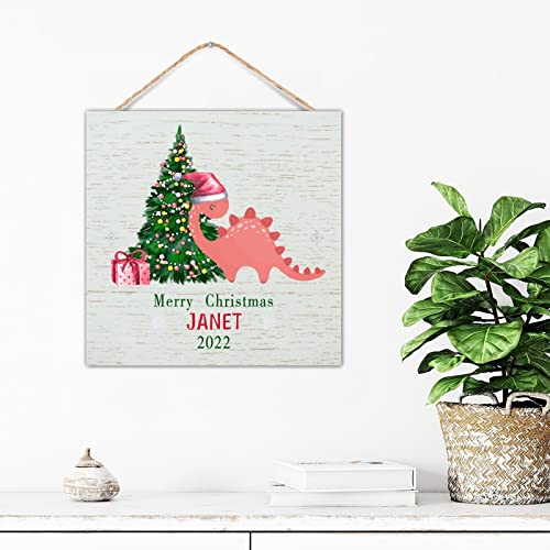 Premier Noël de bébé déco murale dinosaure bois suspendre maison