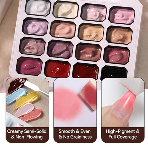 Paleta de gel de uñas Pat de 16 colores secado rápido y acabado brillante 7