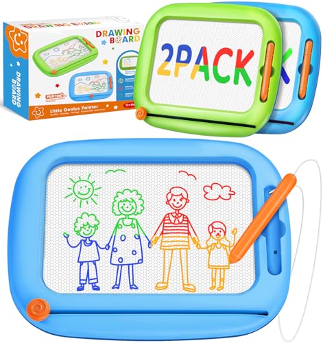 2 Pack Magnetic Drawing Board Toddlers Toys Ages 1-2 & 2-3 Learning and Educational Writing Painting Doodle Pad for Toddlers for 1 2 3 Year Old Ideal Christmas Birthday Gifts for Kids Boys Girls