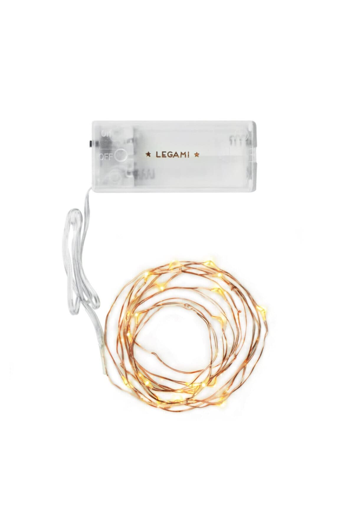 Legami - Decorative String Lights, 20 LEDs, Warm White, L190 cm, Powered by 2 AA Batteries