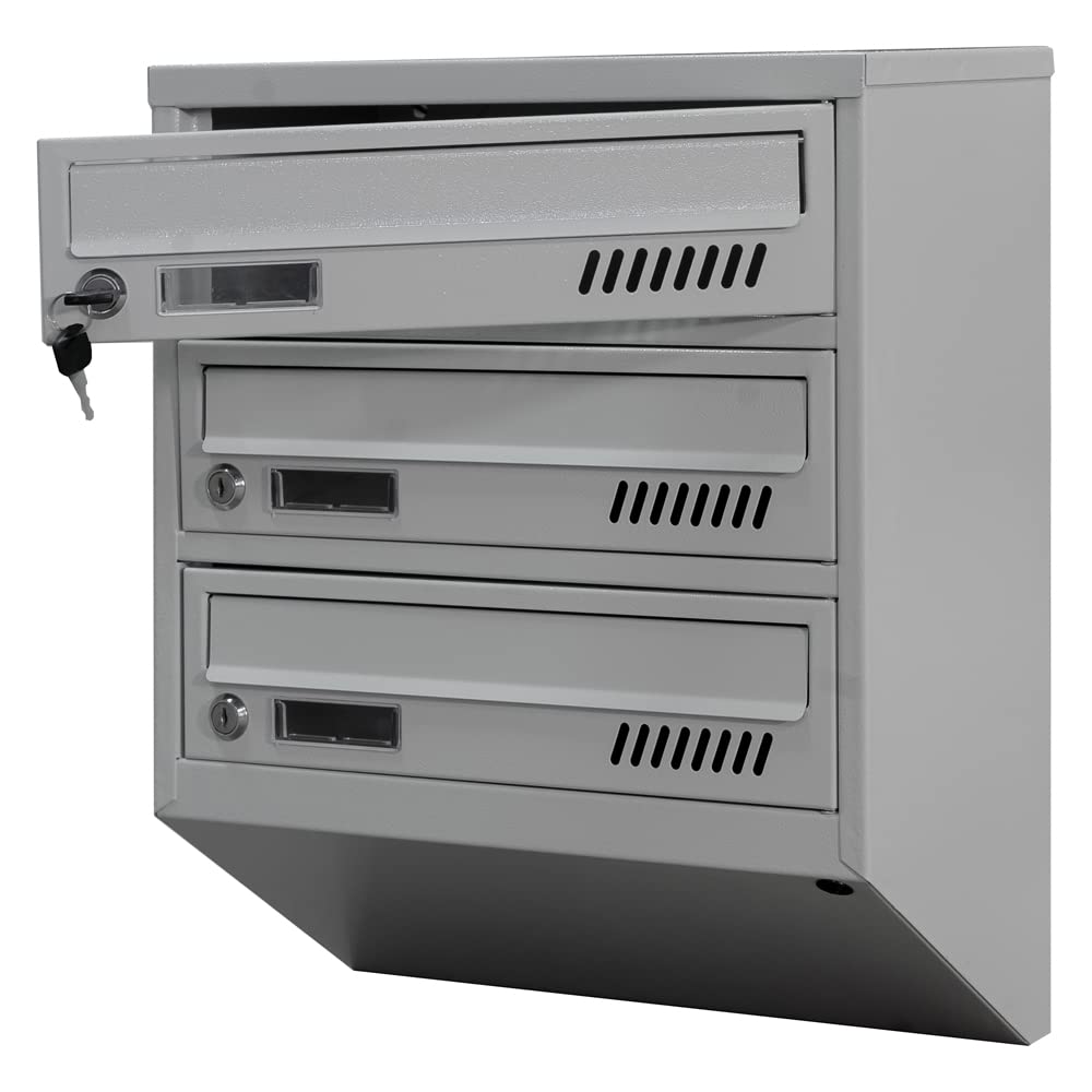 Generic Cassetta Postale Condominiale 3 posti Grigio Interna 20 cm prof