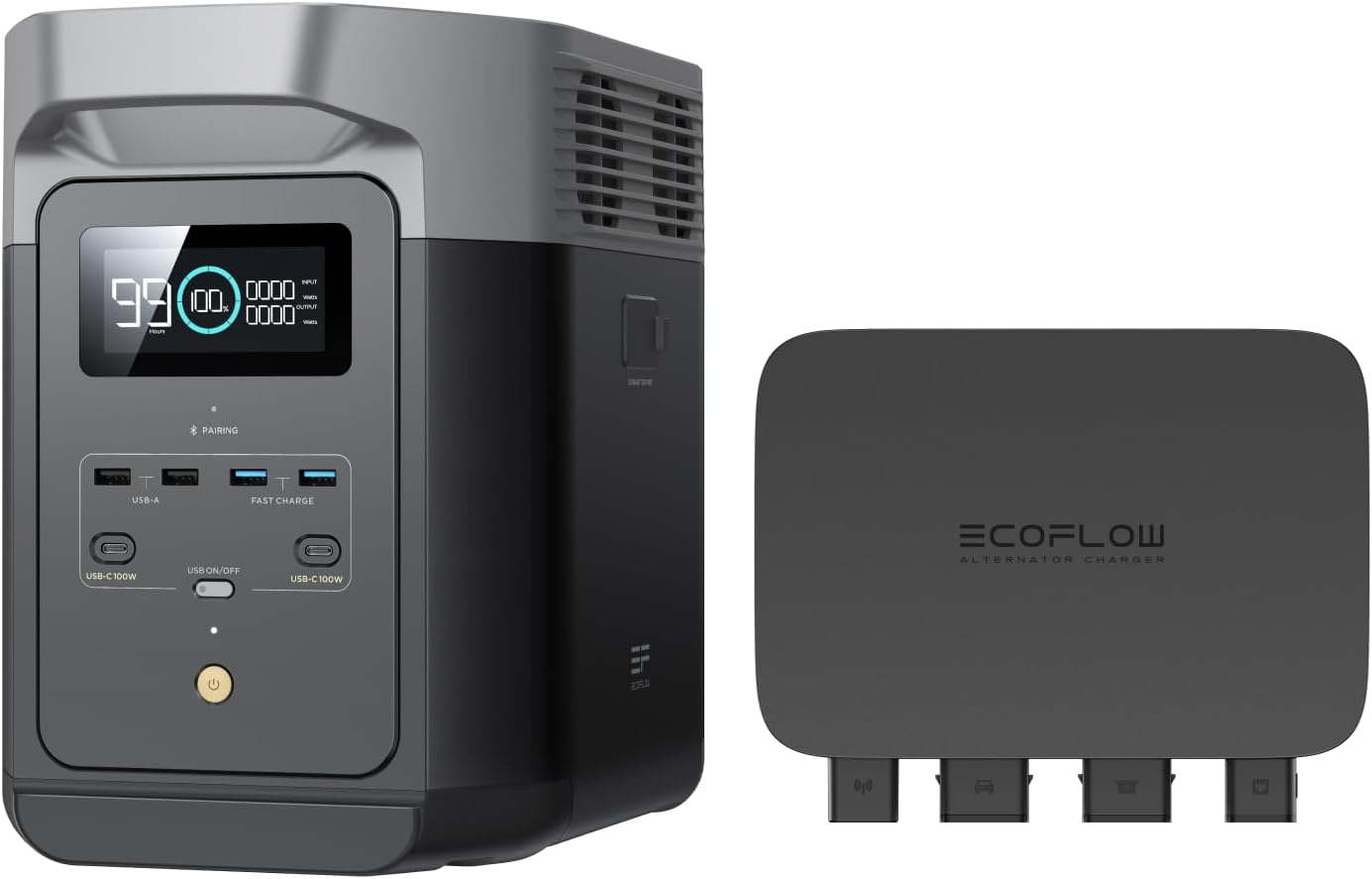 EF EcoFlow 800W Alternator Charger, 3-in-1 Fast DC-DC Charger for EcoFlow DELTA 2, Vehicle Battery Maintainer & Jump Starter 8× Faster Than Cigarette Chargers Easy Install Charges 1kWh in 1.3 Hr