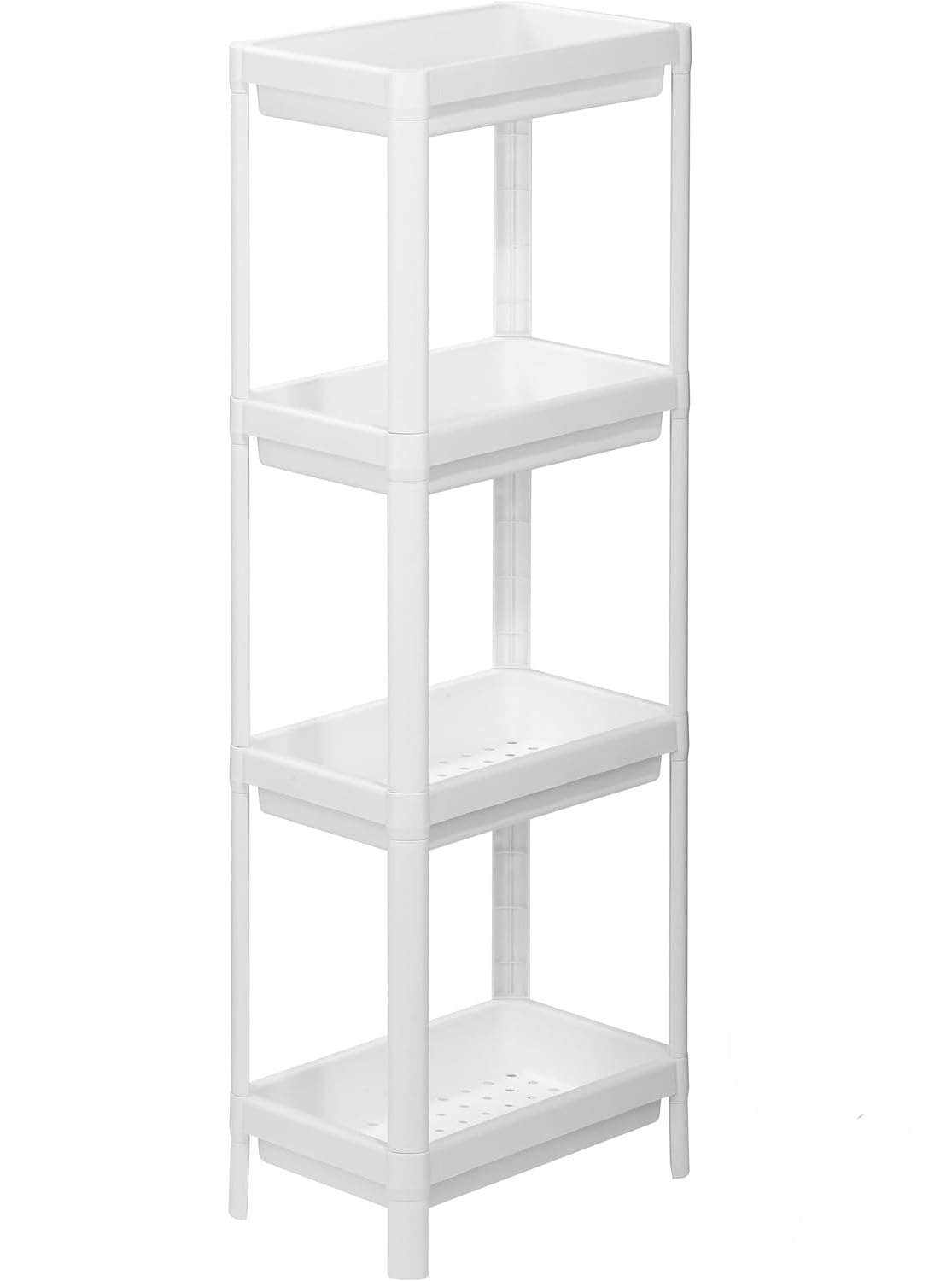 EETU 4 Tier Bathroom Shelf,Bathroom Rack, Shower Caddy Corner Shelves, Shelves Organizer, Kitchen Shelves Organizer, Plastic Storage Cart, for Bathroom Laundry Pantry Kitchen Narrow Places