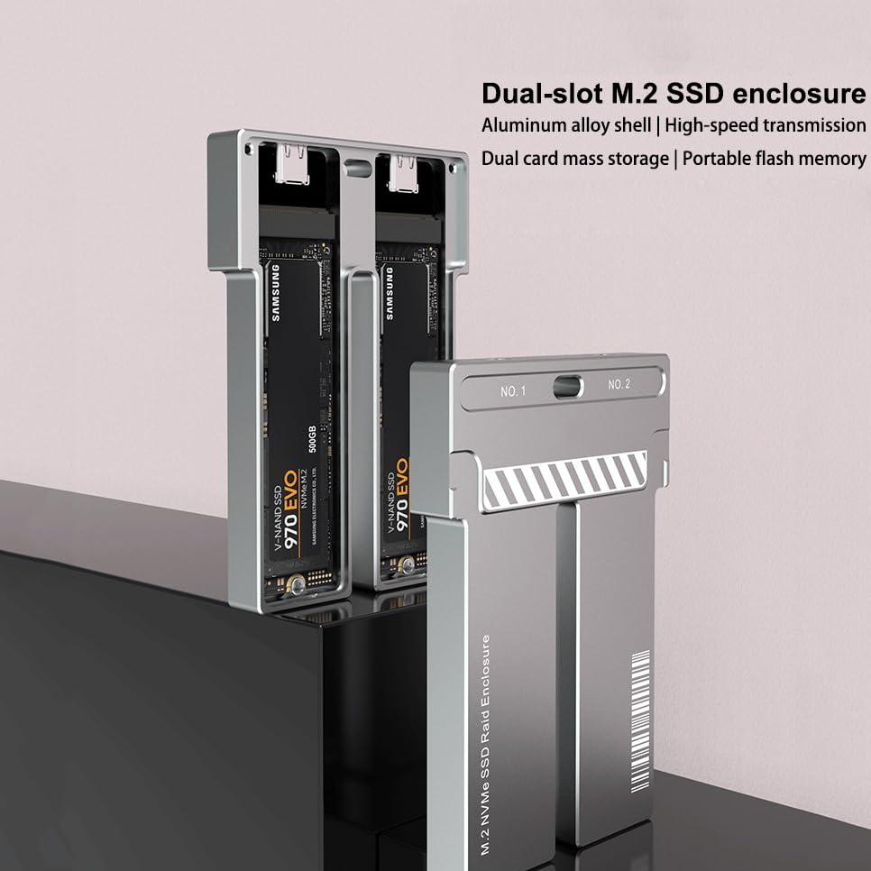 Caja externa Dual NVMe/SATA M2 SSD con USB3.2 10Gbps miniatura 5