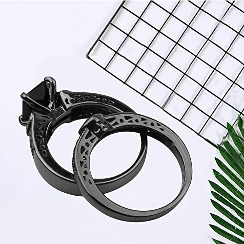 Engagement Love Rings Wedding Bands 2Pcs/Set Women Fashion Square Cubic Zircon Hearts Finger Rings Party Jewelry for Women/Girl Finger Rings DIY Jewelry Gifts4