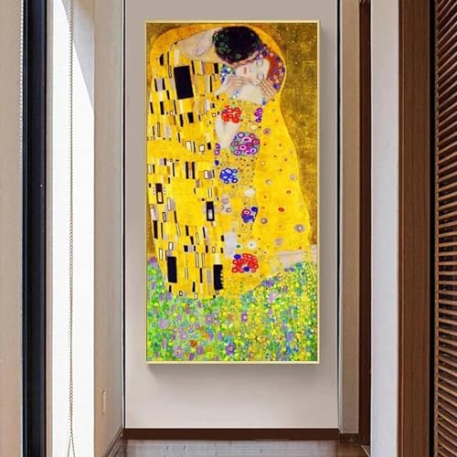 Toile Le Baiser de Gustav Klimt 80x160 cm pour salon