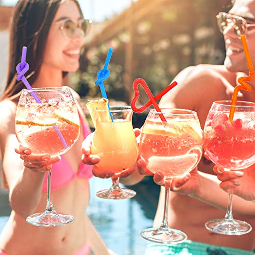 Hansgo Disposable Colorful Drinking Straws, 100Pcs 7 Colors Flexible Straws,13Inch Extra Long Straws Party Decorations #TOP4