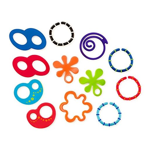 Bright Starts, Oball Linky Loops, Kinderwagenkette, 12 Verbindungsglieder, BPA-frei, leicht zu greifen, zum Spielen oder Befestigen von Spielsachen