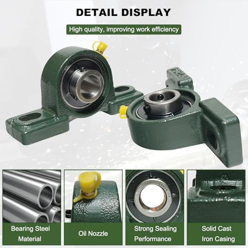2 pack ucp204-12 pillow block mounted ball bearing - 3434 bore - solid cast iron base - self aligning