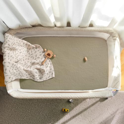 Image of lulumoon Muslin Bassinet Sheets Baby: Cotton Bedside Sleeper Bassinet Sheets Fitted for MiClassic & Milliard Bassinet