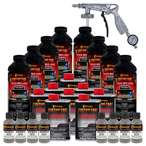 Custom Coat Dove Gray 2 Gallon (8 Quart) Urethane Spray-On Truck Bed Liner Kit with Spray Gun and...