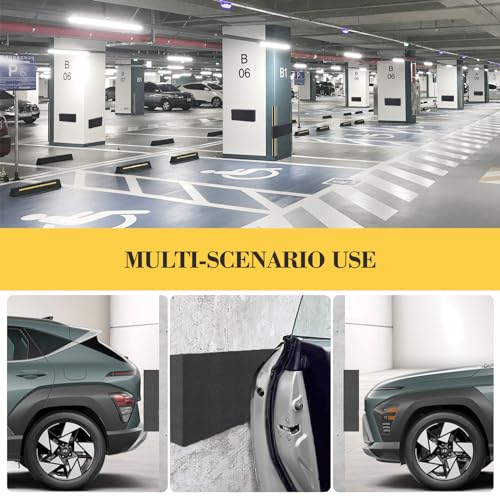 PUWOWYE 4 Garagen Wandschutz 30 x 10 x 3 cm, Selbstklebender Kantenschutz Schaumstoff, Autotür Schutz Garagenwand, Türkantenschutz für Autotüren, Garagen und Carport, Schwarz
