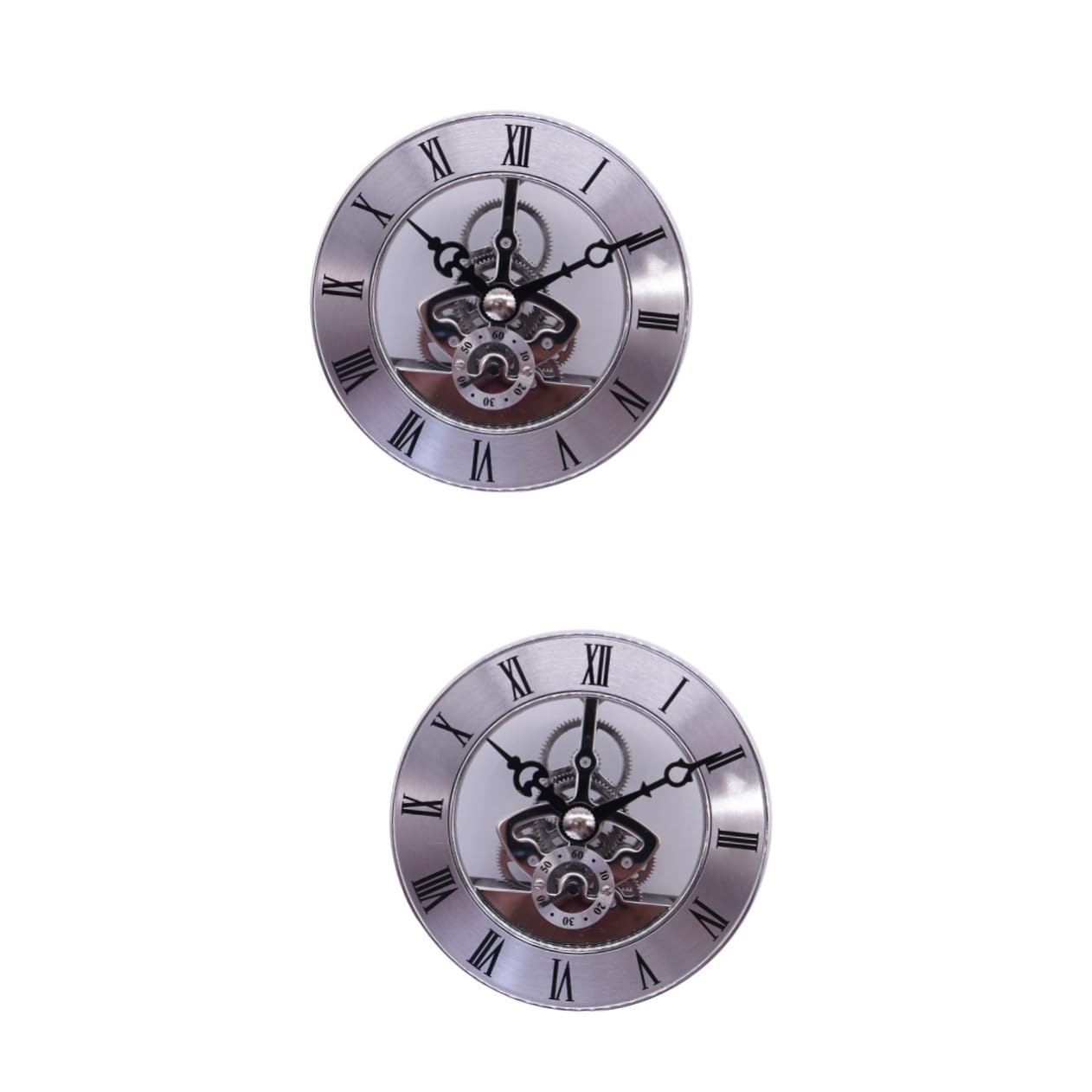 Horloge d'engrenage d'horloge ancienne en argent vieilli style romain