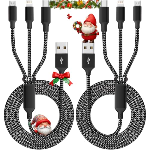 IDISON Multi Charging Cable(2Pack 4FT), 3 in 1 USB Charging