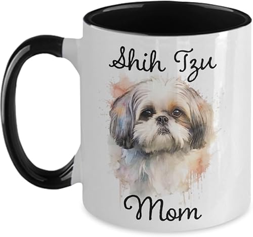 Miniatura 3 de Taza de café Shih Tzu Mom, taza conmemorativa de acuarela para mascotas. Regalos para mamás de perros, regalo para amantes de los perros