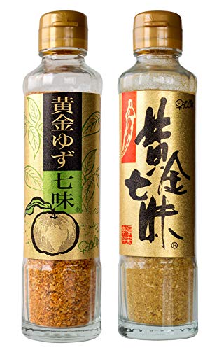 黄金七味 90g 黄金ゆず七味 90g(黄金色の七味です)唐辛子 大蒜 たっぷり(進化したしちみ唐辛子)とうがらしとニンニク調味料 早池峰 にんにく入しちみ(ミックススパイス)料理が美味しくなる 特選七味唐辛子
