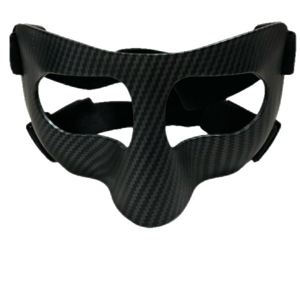 Máscara facial de fibra de carbono anticolisión, protector de nariz para fútbol, baloncesto, luz ajustable para ajuste con diseño transpirable, protector facial deportivo para hombres y