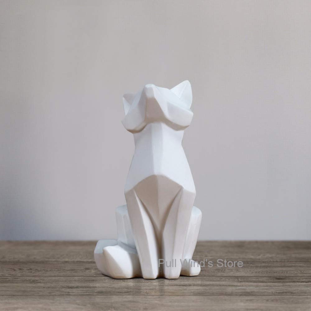 YZDSBD Statues Figurines Sculptures Creative Abstract Art Resin Fox Ornaments Geometric Origami Style Animal Fox Home Decoration,Little Fox