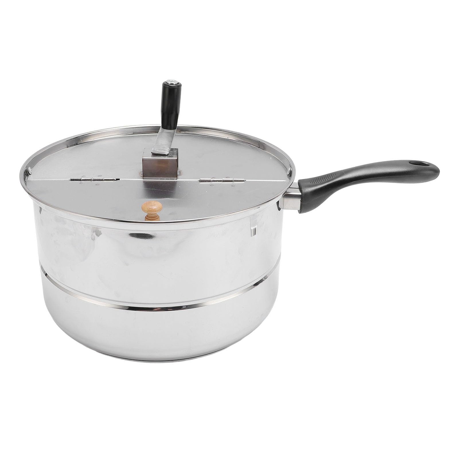 Wakects Máquina para Hacer Palomitas de Maíz en la Estufa, Palomitas de Maíz de Acero Inoxidable con Manivela, Olla para de de 11 X 6,5 Pulgadas para Calefacción Eléctrica y de Gas, Noches de Cine