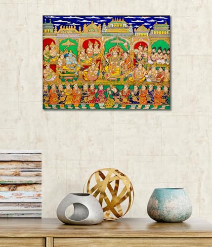 Image of Tamatina Kalamkari Art Canvas Painting|The King |Size-13X10 Inches.j43