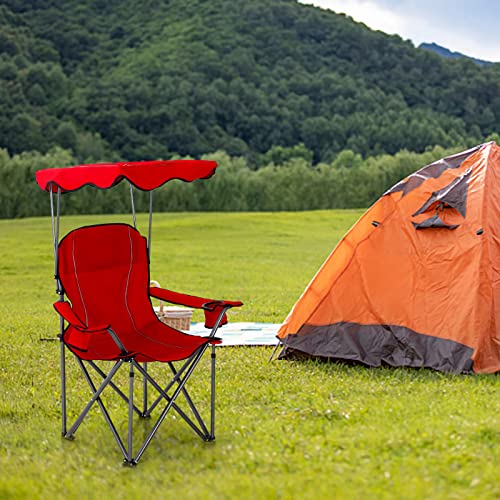 Alpha Camp Oversized Camping Chair With Shade Canopy, Folding Lawn Chairs With Cup Holders, Camping Lounge Chair For Travel Hiking Beach Fishing #TOP1