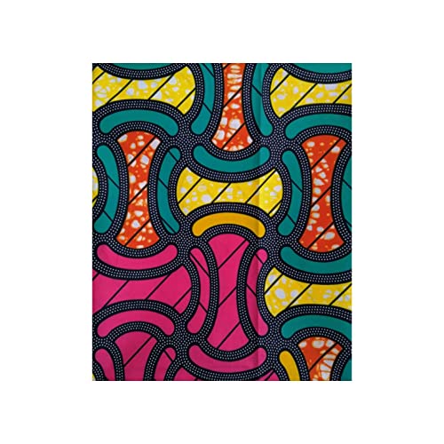 MAYNOWAX Coupon Pagne Tessuto Wax Africano Cera Originale 100% Cotone 2 yards (180 x 120 cm)