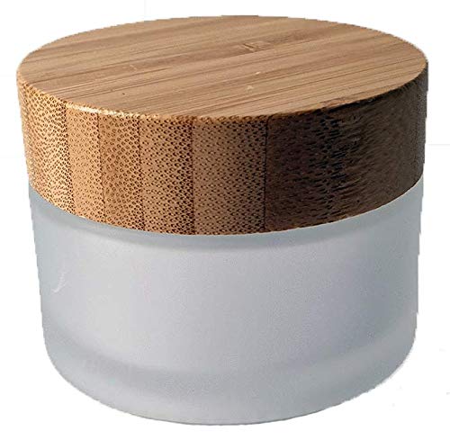 Premium Glass 50 ml Glass jar First-Class Workman with Bamboo lid ecologically Valuable, White Matt, Diameter approx. 60 mm