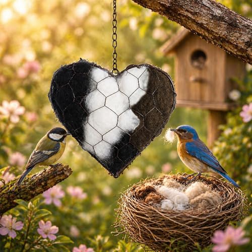 Lovixa Alpaca Fiber Bird Nesting Heart Natural Bird Nesting Material Soft Alpaca Bird Nesting Heart for Outdoor Garden Birds & Nest Building Support