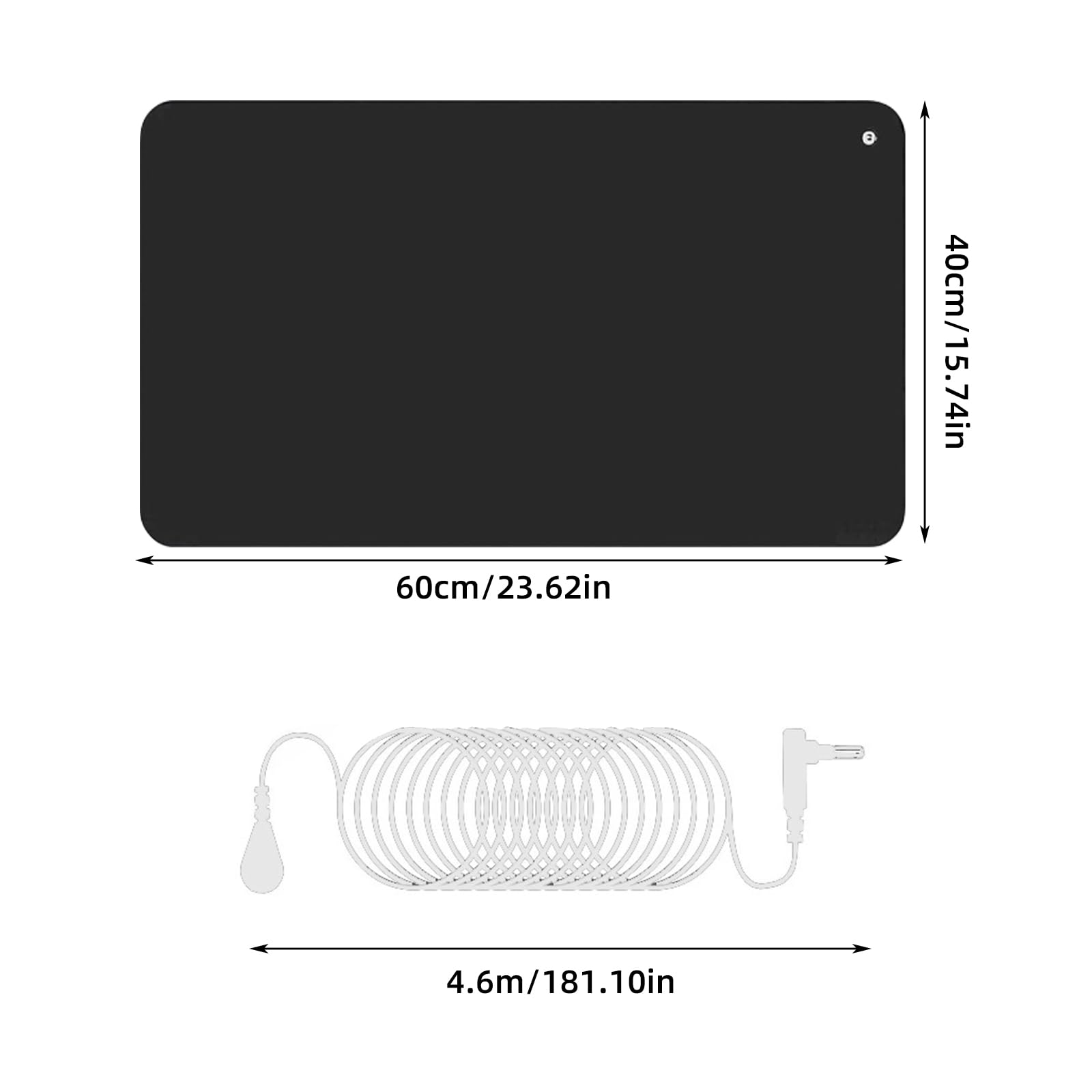 Tapis de Mise à la Terre, Tapis de Mise à la Terre pour Le lit, Tapis de Bureau Antistatique en polyuréthane,Tapis Thérapie avec câble de Terre, Prise de Terre, 40 x 60 cm