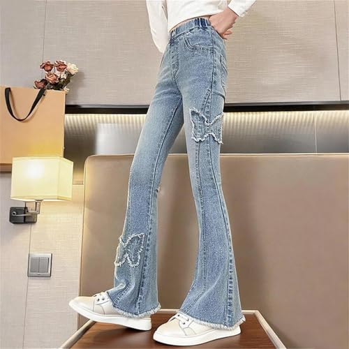 Girls Wide Leg Jeans Baggy Y2K Elastic Waist Denim Pants Size 10-12 Cute High Waisted Flared Straight Leg Trousers4