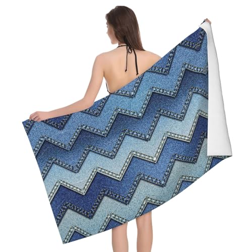 Serviette de bain en microfibre pour douche au style denim dégradé - 2