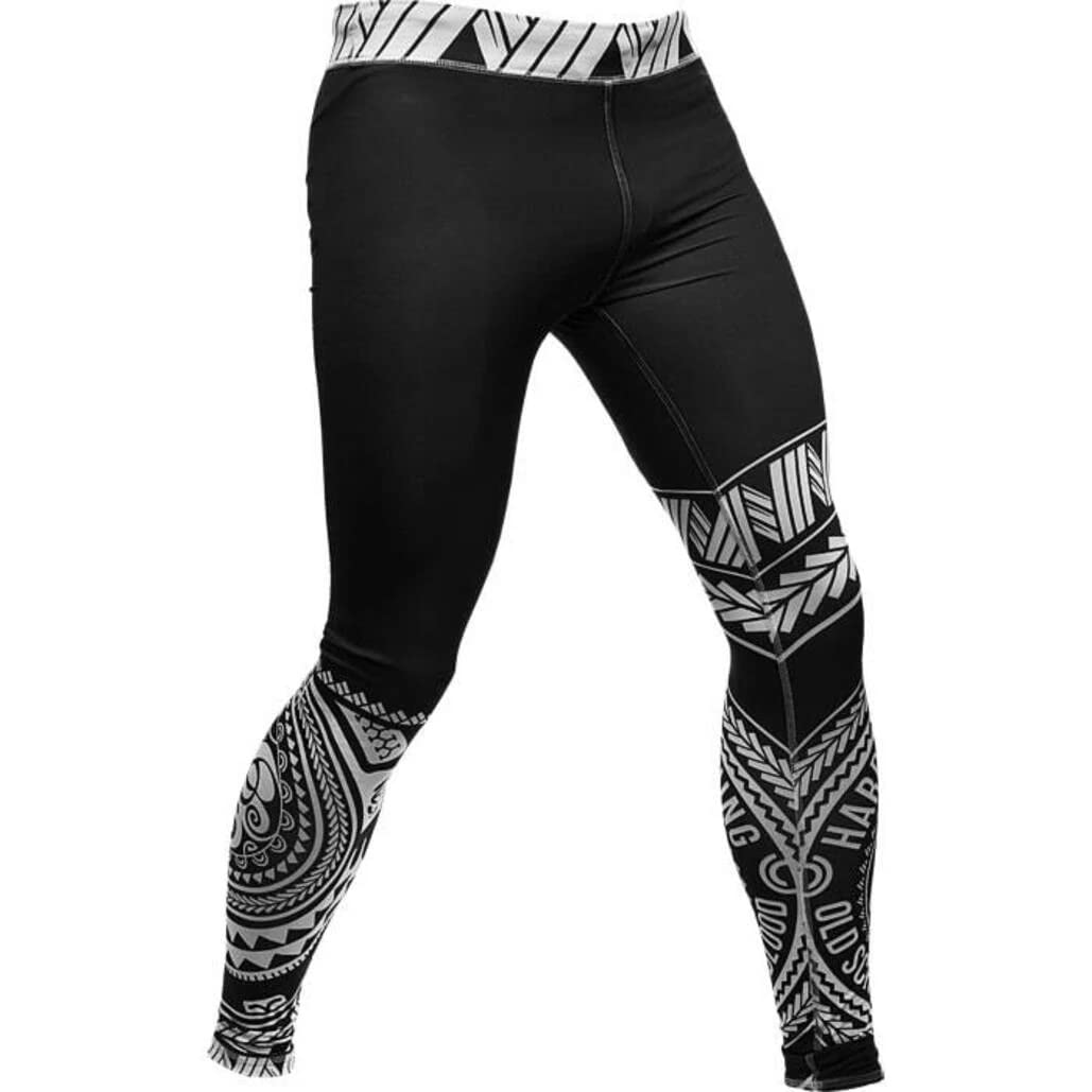 Hardcore Training Men's Compression Pants Spodnie Kompresyjne Leginsy Mężczyźni Bokx Running Muay Thai MMA No Gi BJJ Grappling (DE/NL/SE/PL, Alfa, 3XL, Regularny, Regularny, biały)