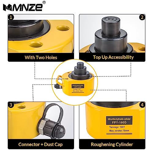 Image of 100T 69mm /2.7 inch Stroke Hydraulic Cylinder Low Profile Jack Multi-Section Ram Jack Lifting Cylinder for Machinery Ship Bridge Construction
