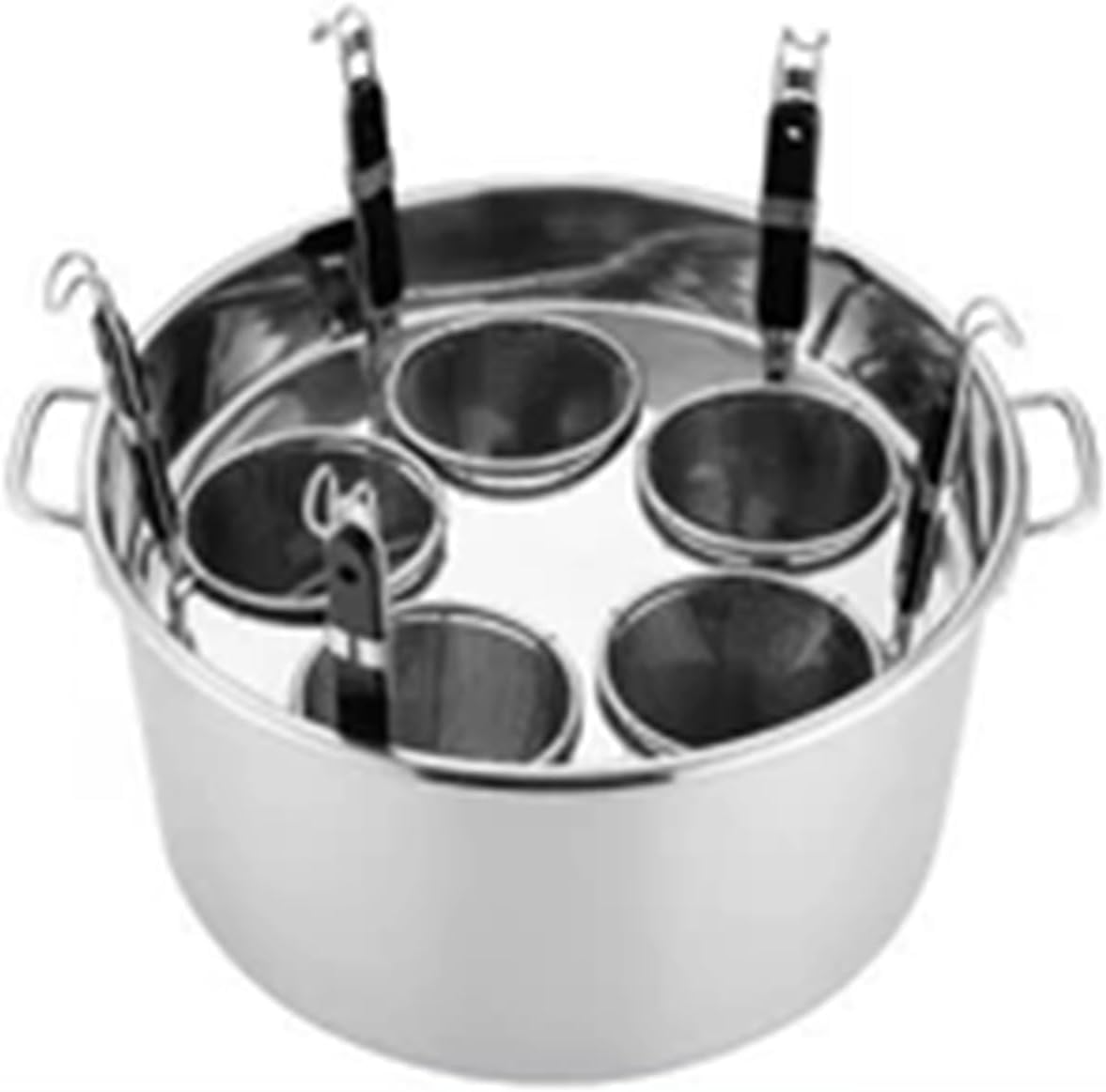 Juego de ollas de acero inoxidable, olla de pasta comercial de 5 agujeros con divisor y colador para uso doméstico y restaurante
