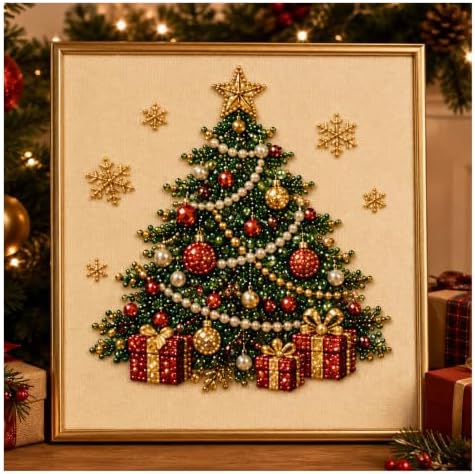 Tictoyo Pearl Diamond Art Kitsdiy Christmas Pearl Art Kit with Frame Relaxing & Beginner-Friendly Raised Pearl Bead Painting Crafts for DIY Holiday Home Wall Tabletop Decor Seasonal Party Gift，#B