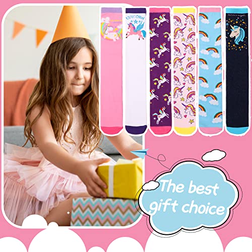 ANTSANG Kids Girls Knee High Socks Long Boot Crazy Silly Fun Gift Cute Tall Animal Socks for Child 6 Pairs Stocking Stuffers Gifts for 10 Year Old Girls Birthday Gifts Ideas (Unicorn)