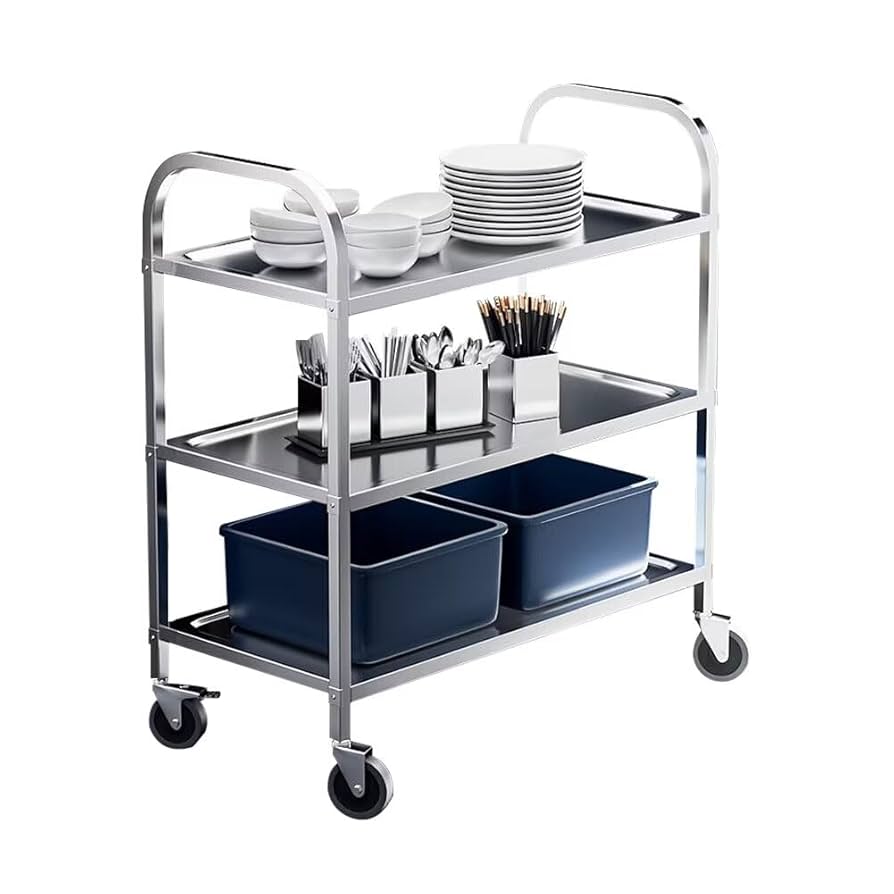 Amazon.co.jp: Tappros サービスワゴン 配膳車 ステンレス製