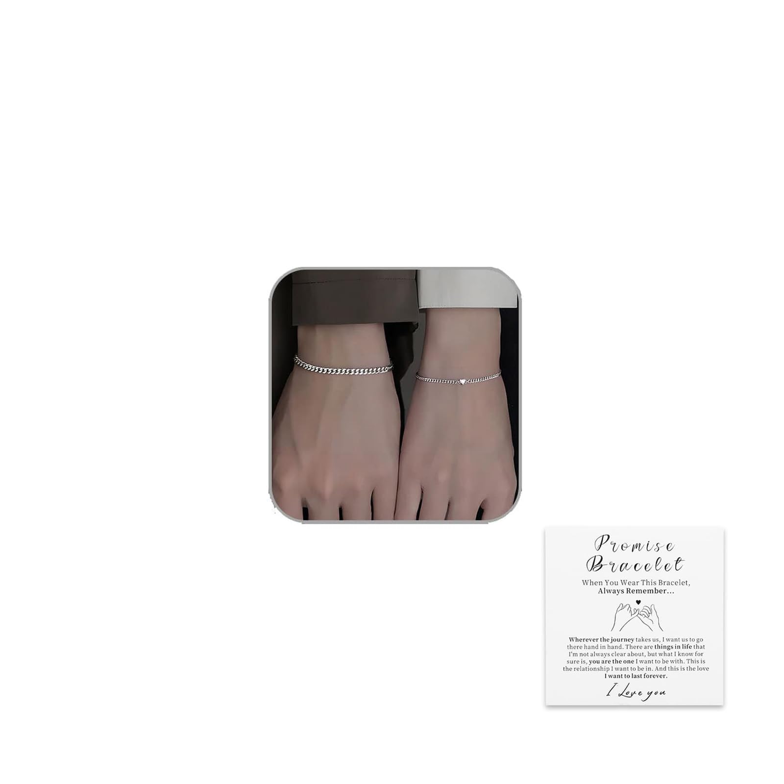 2 Pcs Matching Couple Bracelets for Men Women Permanent Bracelet Touch Bracelets for Couples Pinky Promise Friendship Bracelets Matching Bracelets for Couples Valentine's Day Gifts