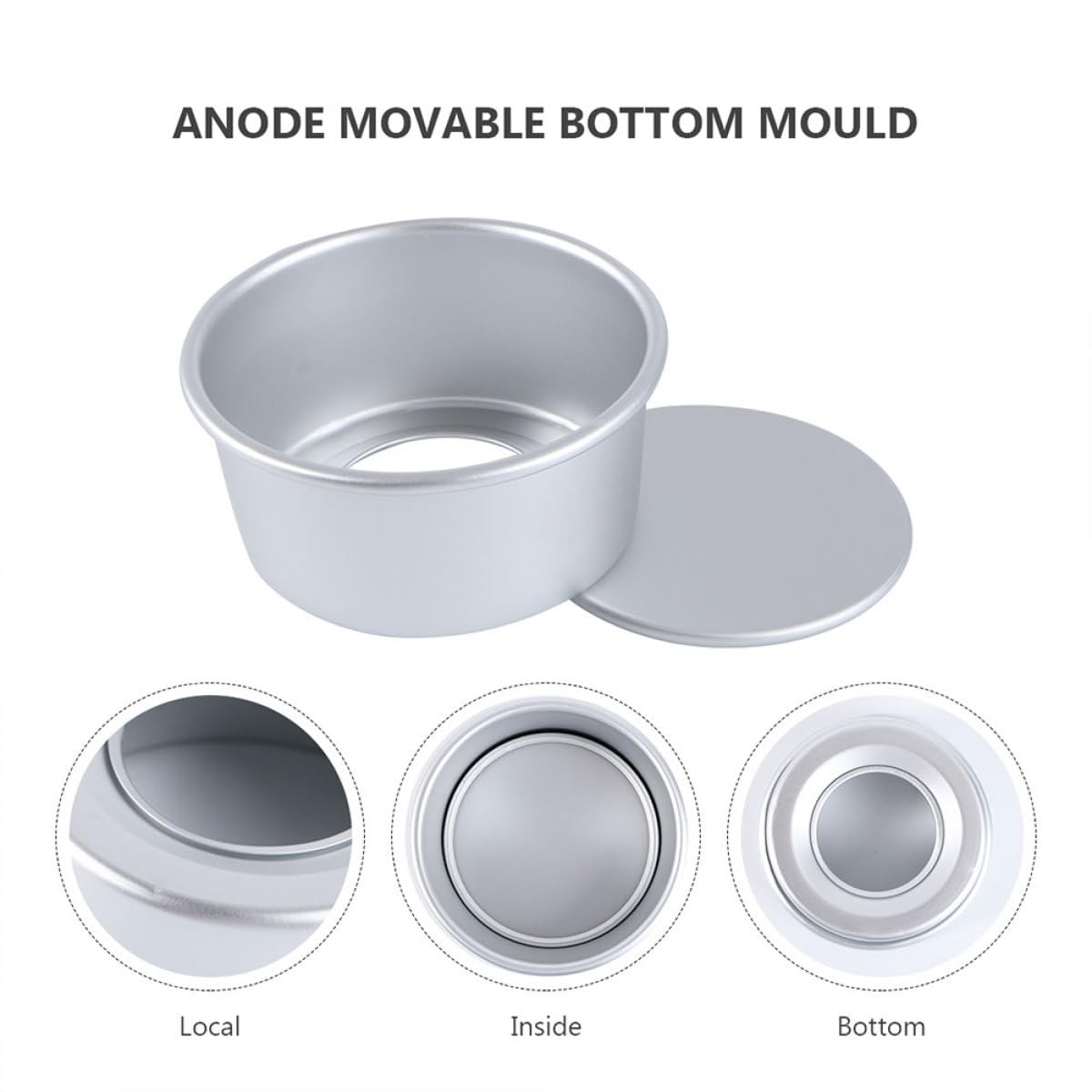 Molde para Pasteles Redondo Antiadherente de 4 Pulgadas con Base Desmontable, 8 Piezas, Aluminio Anodizado para Horno, Práctico Molde para Hornear Bizcochos y Tartaletas en Cocina