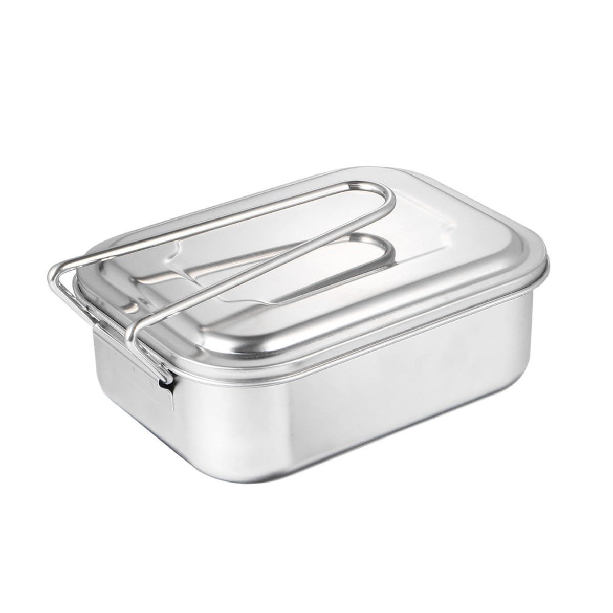 Fiambrera de Acero Inoxidable con Tapa Tipo Bento y 2 Compartimentos