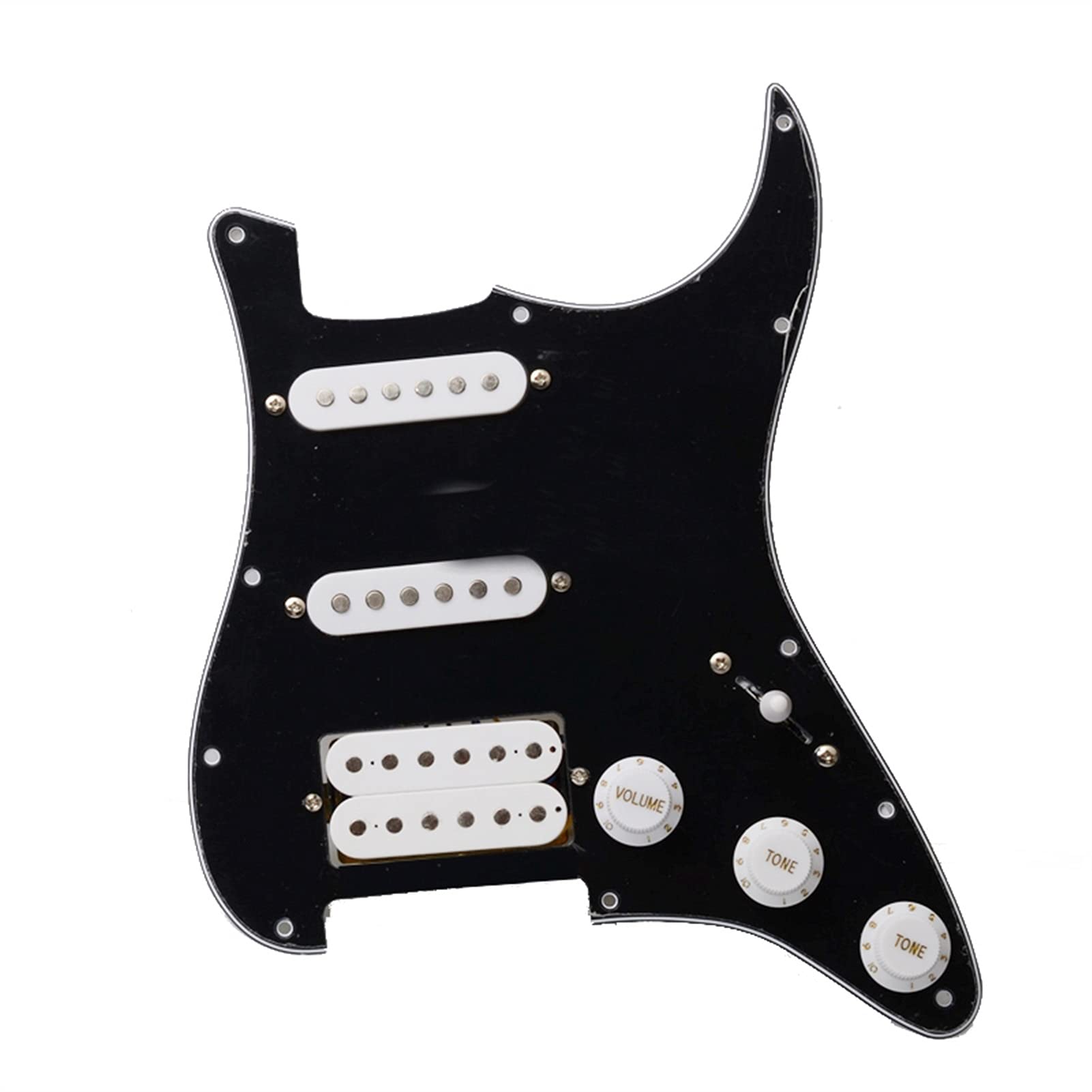 Loaded pickguard Multi Colour Electric Guitar Pickguard And White SSH Loaded Prewired Scratchplate Assembly Prewired Loaded Pickguard (Color : Black)